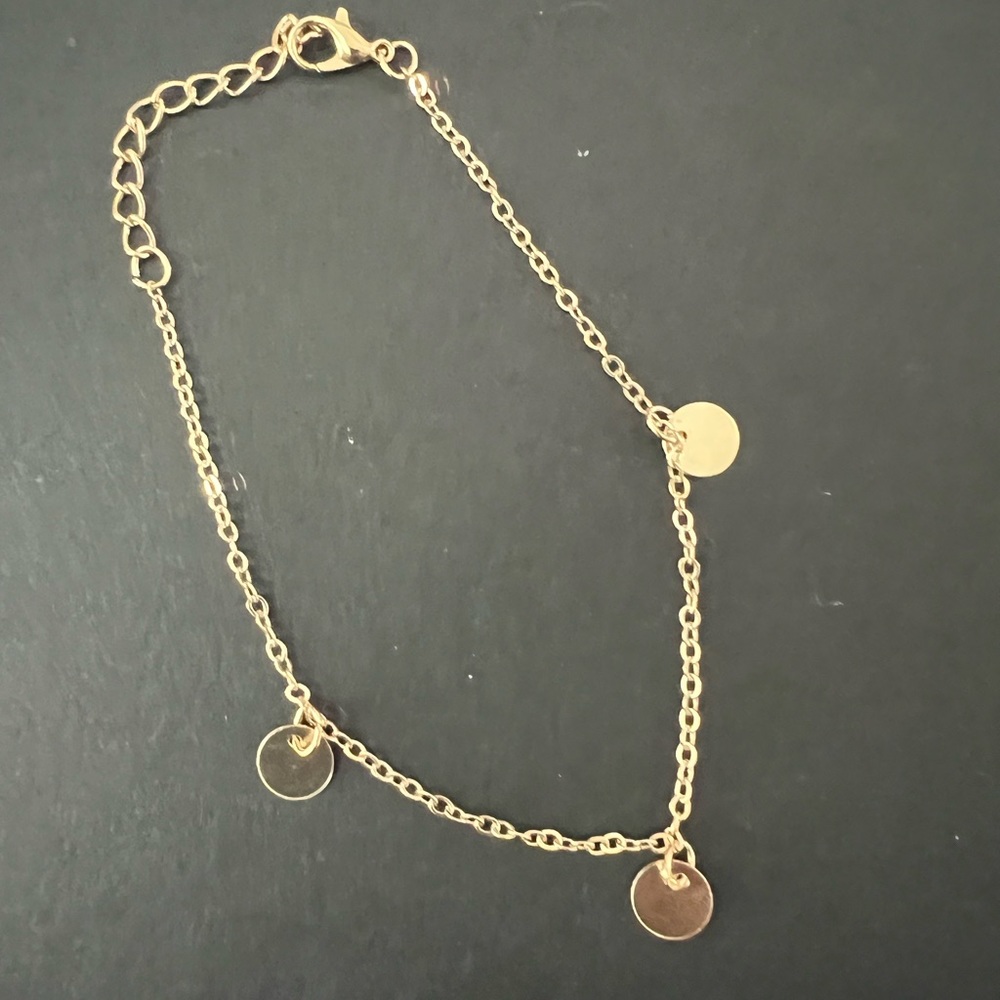 Gold Toned Anklet with Gold Dangling Payettes